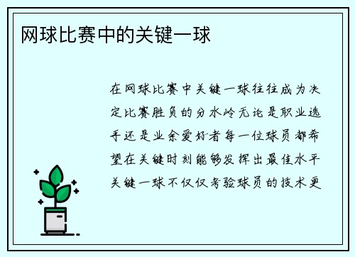 网球比赛中的关键一球